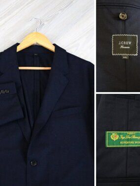 J.CREW x Loro Piana Blazer Mens 44L Navy Blue Super Fine Italian Wool Sport Coat